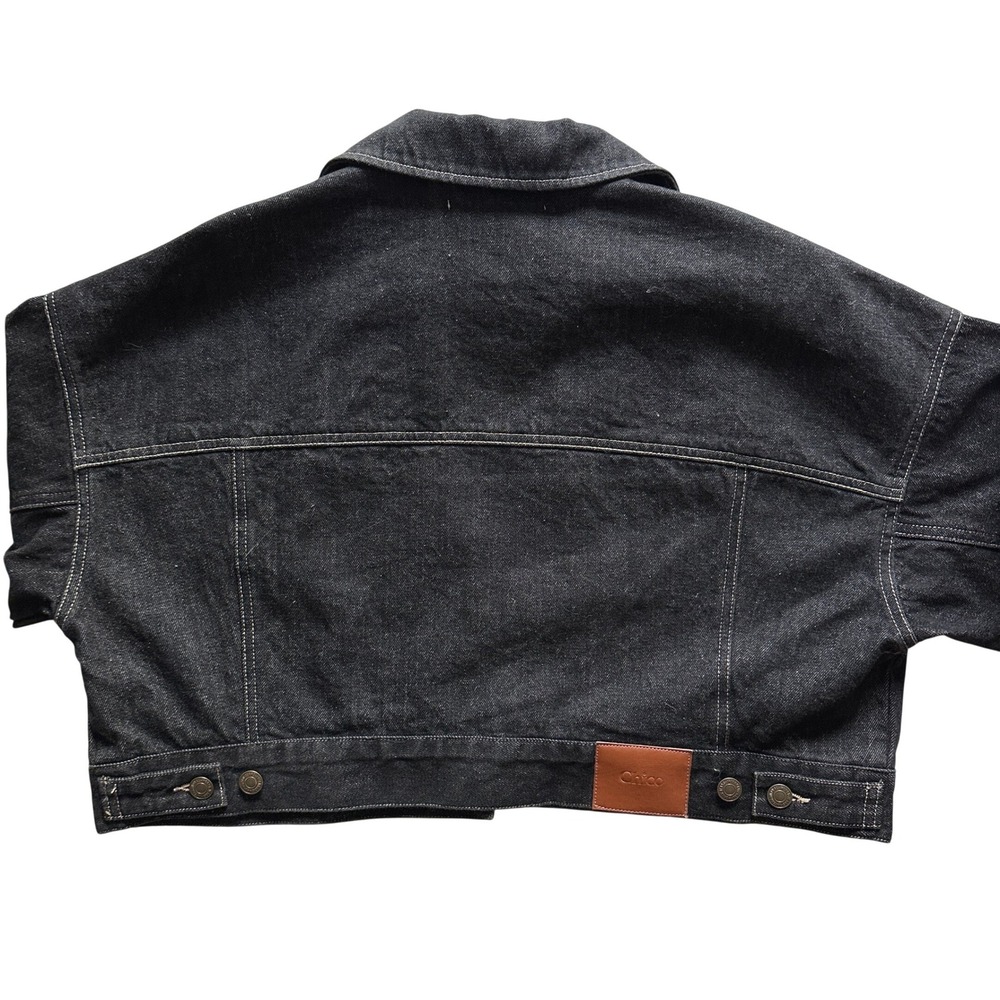 Chico Cropped Convertible Denim Cape Jacket Dark Wash Black Size F - Picture 7 of 13